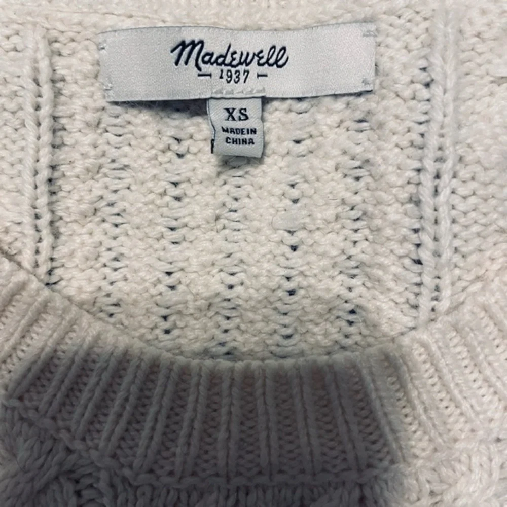 Madewell Cable Knit Sweater | Navy & Cream | Size XS